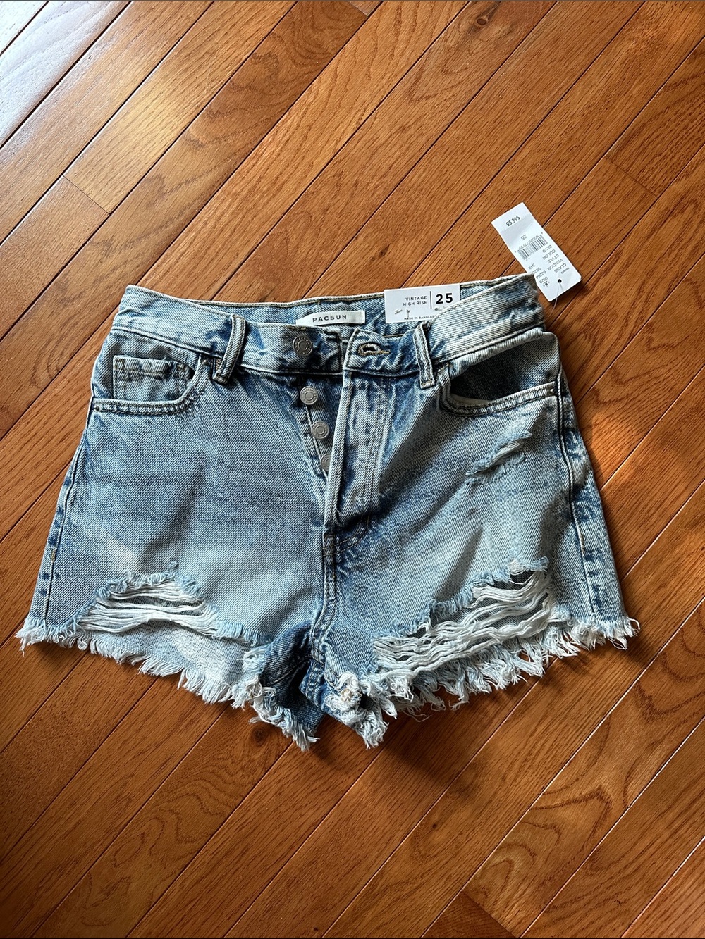 PacSun Light Blue Distressed High-Rise Denim Shorts